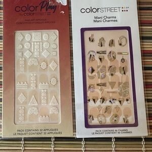 Color Street Nail Art Appliques and Charms in White and Gold
